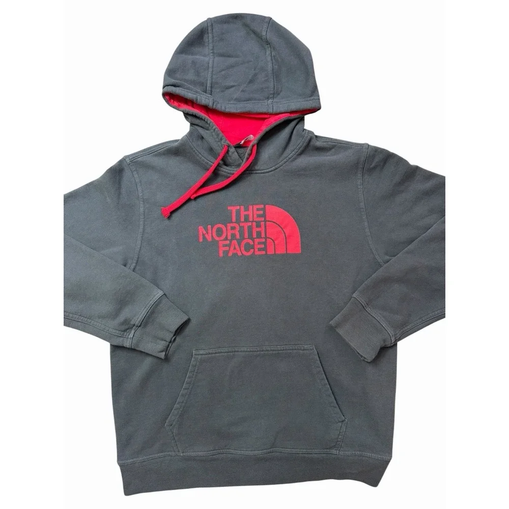 The North Face Men's Half Dome Pullover Hoodie Sweatshirt Gray/Red Size Large